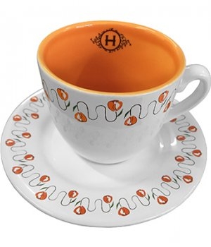 Xícara de Chá Bicolor Cerâmica com Pires